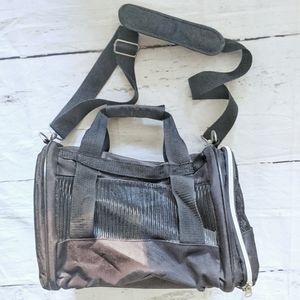 Small black canvas pet carrier